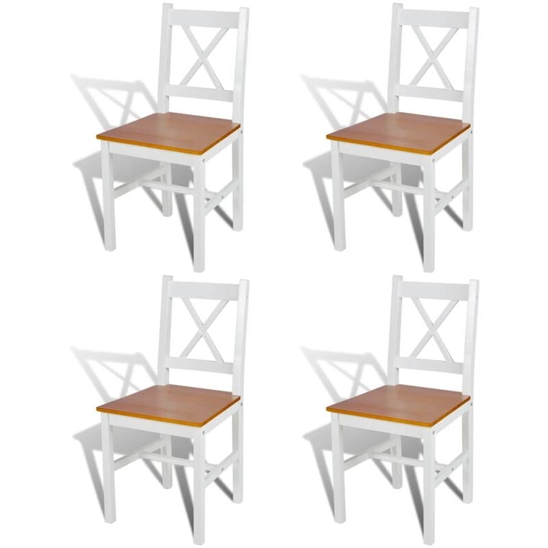 Vidaxl - Chaises à manger lot de 4 blanc bois de pin