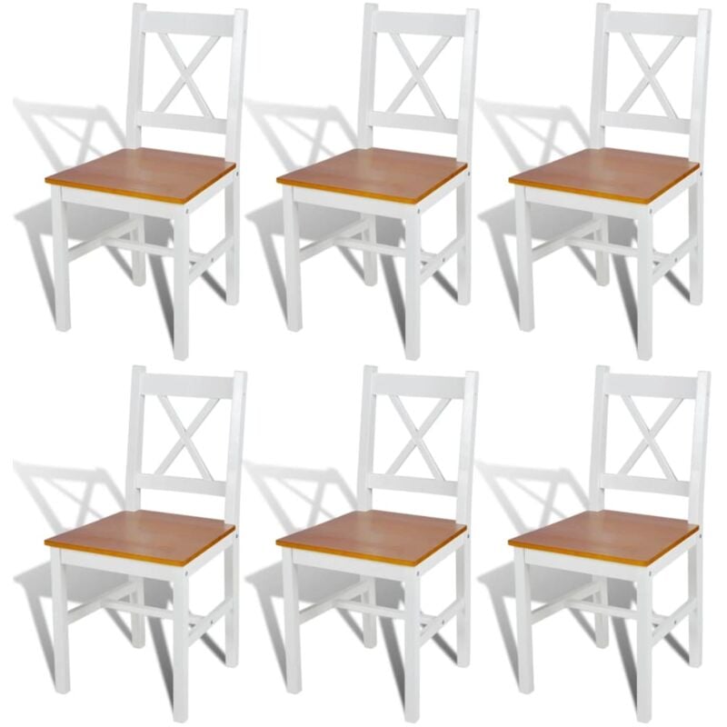 Vidaxl - Chaises à manger lot de 6 blanc pinède