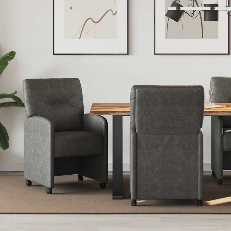 vidaXL Chaises de Salle à Manger avec Roues 2 pcs Noir 57 x 67 x 95 cm