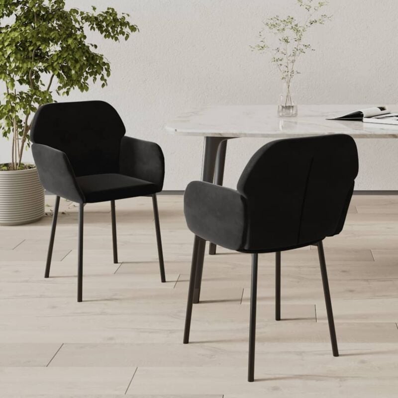 Chaises à manger lot de 2 Noir Velours Vidaxl