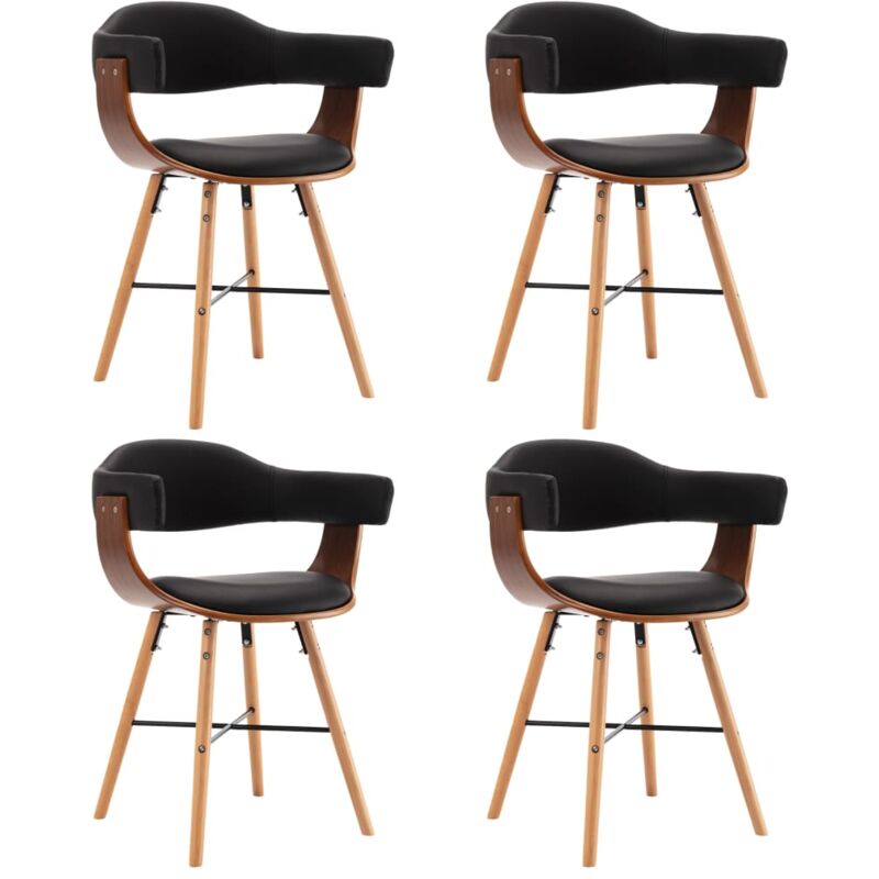 Vidaxl - Chaises à manger lot de 4 noir similicuir et bois courbé