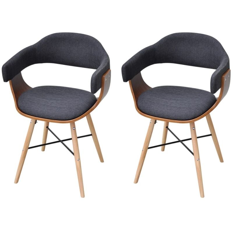 Vidaxl - Chaises à manger lot de 2 gris foncé bois courbé et tissu