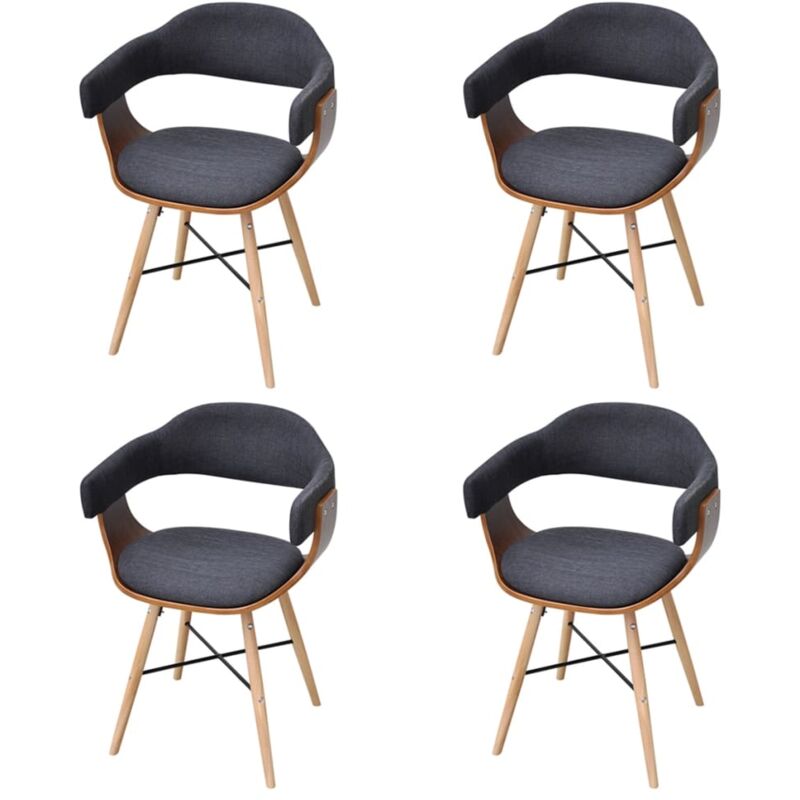 Chaises à manger lot de 4 gris foncé bois courbé et tissu Vidaxl