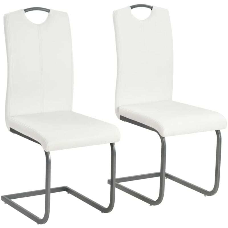 Vidaxl - Chaises à manger cantilever lot de 2 blanc similicuir