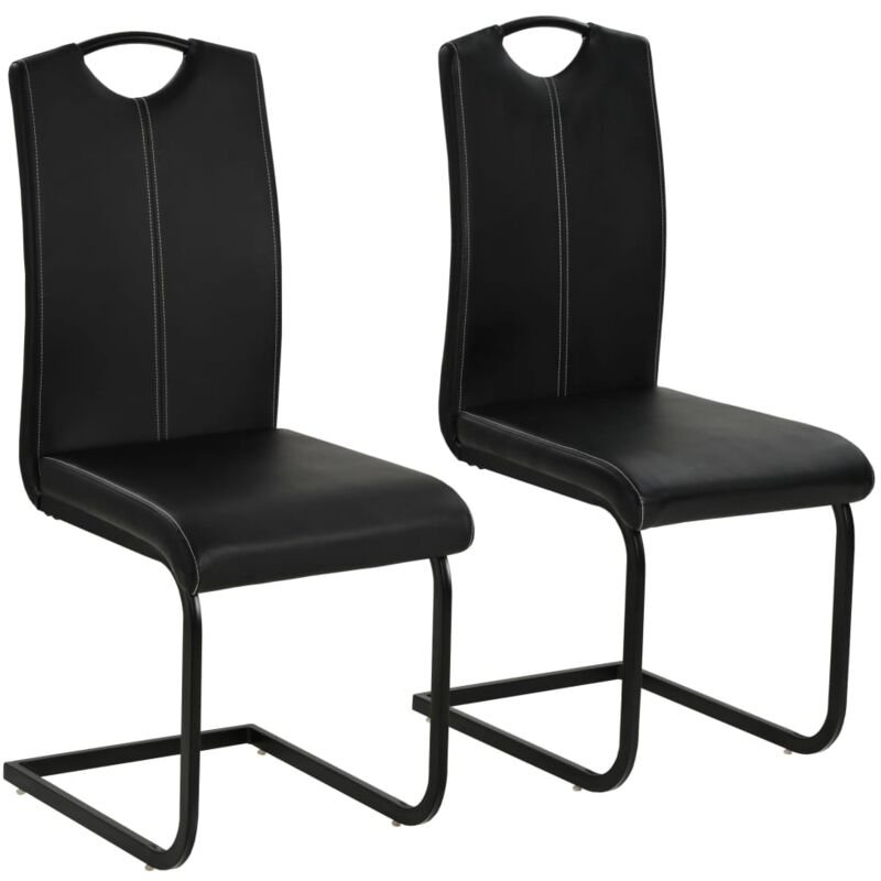 Vidaxl - Chaises à manger cantilever lot de 2 noir similicuir