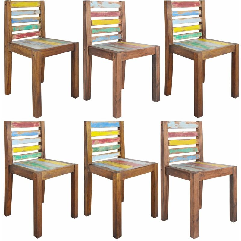 Vidaxl - Chaises à manger lot de 6 bois de récupération solide