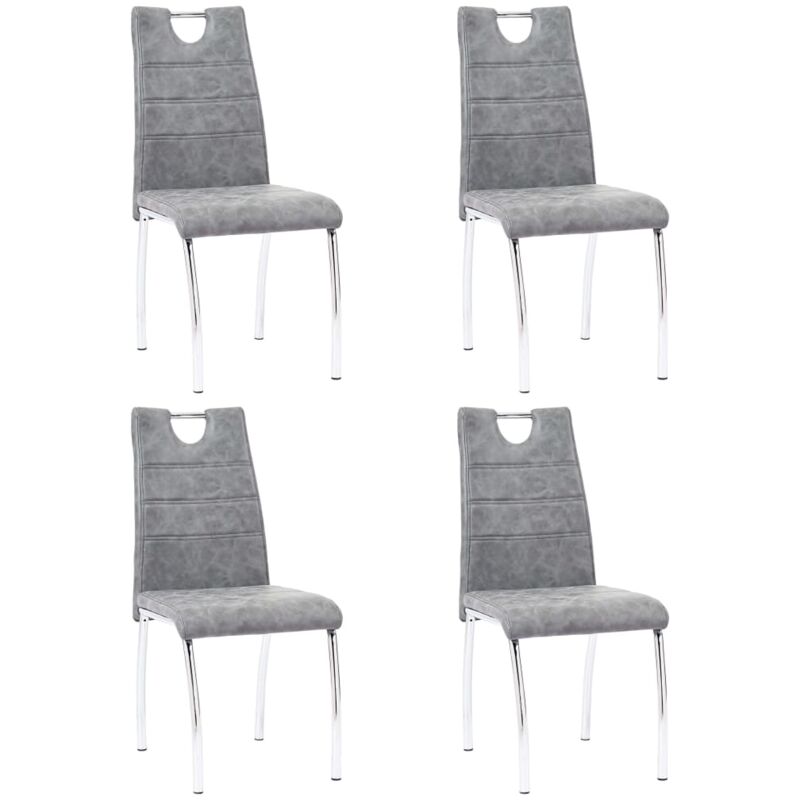 Chaises de salle à manger 4 pcs Gris Similicuir Chaises de salle à manger 4 pcs Gris Similicuir