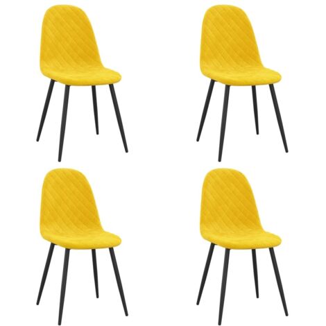 Chaises de salle à manger 4 pcs Jaune moutarde Velours 4