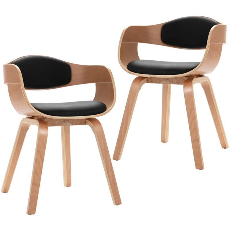 Vidaxl - Chaises à manger lot de 2 bois courbé et similicuir