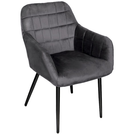 Chaises de Salle à Manger avec accoudoirs, Chaise de Cuisine rembourrée en Velours, Moderne Design scandinave,Pieds en métal charge 120 kg Gris foncé