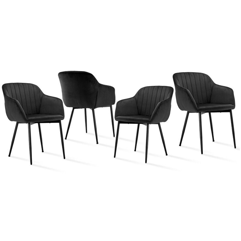 Goeurvant - Chaises de salle à manger minimalistes avec assise large et accoudoirs ergonomiques, combinaison de confort et d'élégance - Lot de 4