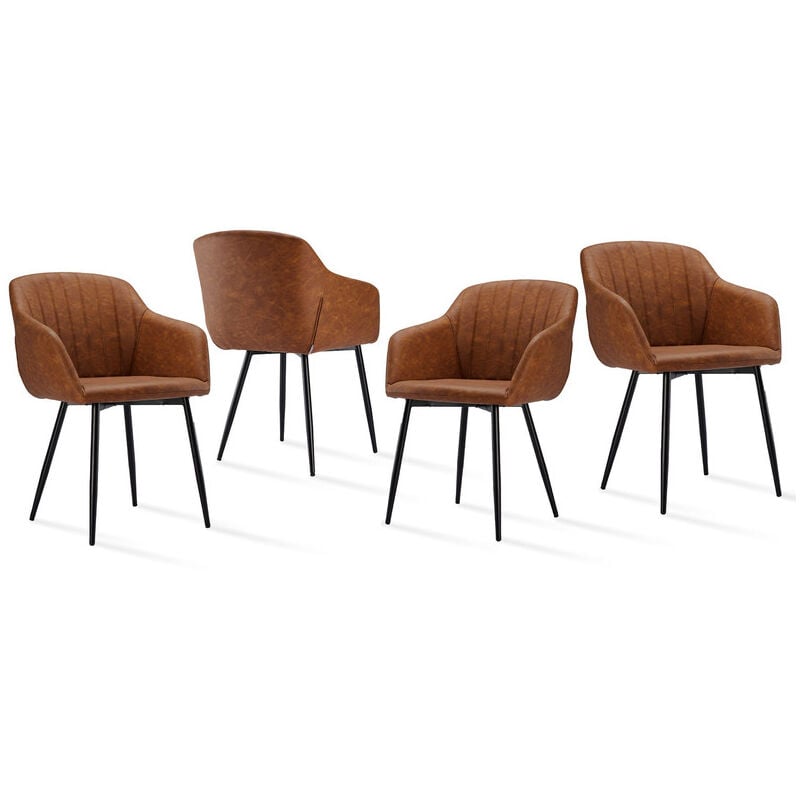 Goeurvant - Minimalistische Esszimmerstühle mit breiter Sitzfläche und ergonomischen Armlehnen, Kombination aus Komfort und Eleganz - 4er Set - Braun
