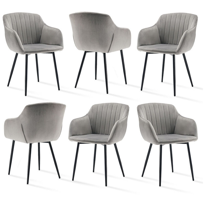 Goeurvant - Chaises de salle à manger minimalistes avec assise large et accoudoirs ergonomiques, combinaison de confort et d'élégance - Lot de 6