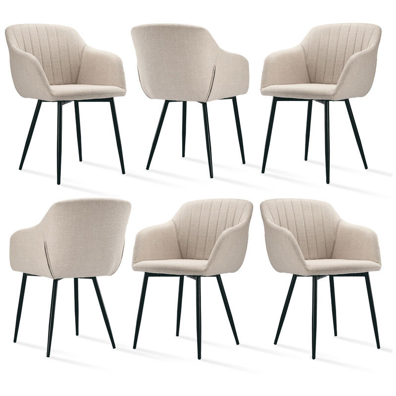 Goeurvant - Chaises de salle à manger minimalistes avec assise large et accoudoirs ergonomiques, combinaison de confort et d'élégance - Lot de 6