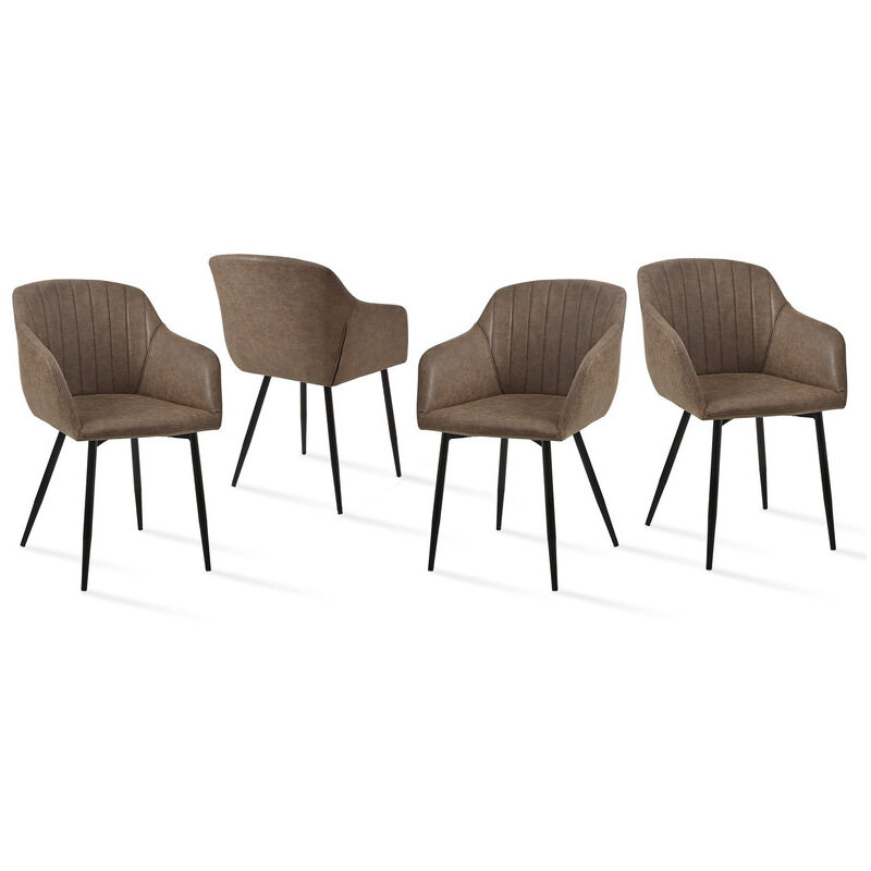 Goeurvant - Chaises de salle à manger minimalistes avec assise large et accoudoirs ergonomiques, combinaison de confort et d'élégance - Lot de 4