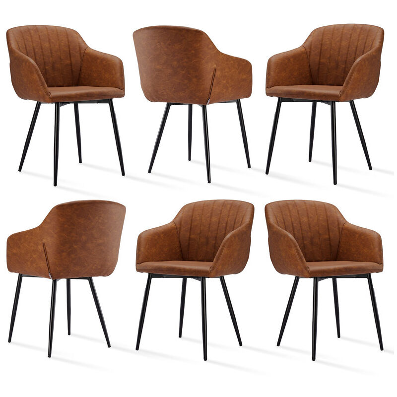 Goeurvant - Chaises de salle à manger minimalistes avec assise large et accoudoirs ergonomiques, combinaison de confort et d'élégance - Lot de 6