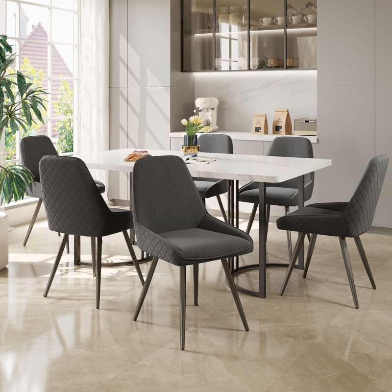 Chaises de salle à manger avec dossier (6 pièces), chaise de cuisine, chaise de salon de salle à manger, chaise ergonomique, pieds de chaise en