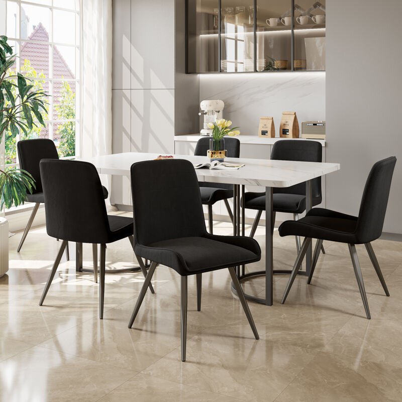 Okwish - Chaises de salle à manger avec dossier (6 pièces), chaise de cuisine, chaise de salon de salle à manger, chaise de table à manger en tissu