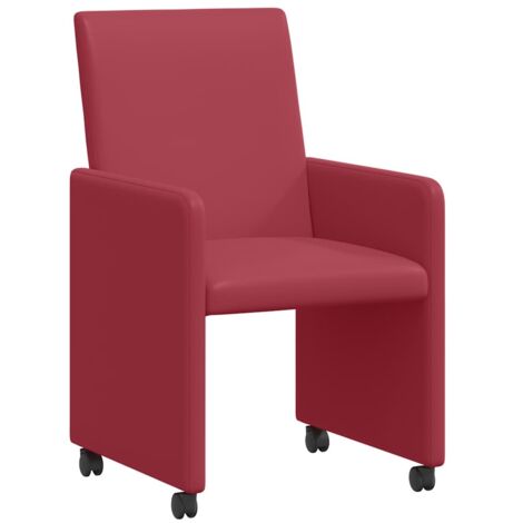 Chaises de Salle à Manger avec Roues 2 pcs Rouge bordeaux CFW884972