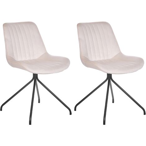 Chaises de Salle à Manger Beige en Velours à Piètement Large Lot de 2 Navasota