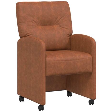 Chaises de Salle à manger  Chaise de cuisine avec Roues 2 pcs Marron Simili cuir