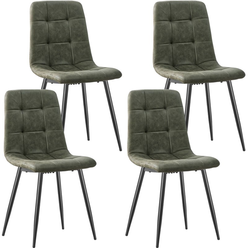 Lewe - Lot de 4 Chaises de Salle à Manger, Chaises de Cuisine en Tissu Technologique -Vert