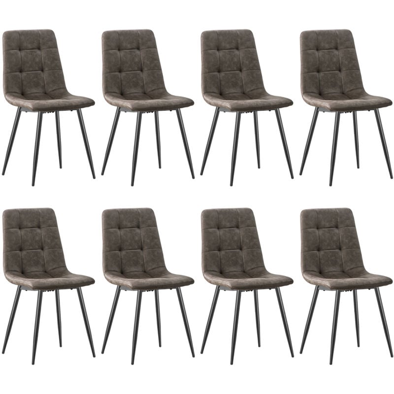 Lewe - Lot de 8 Chaises de Salle à Manger, Chaises de Cuisine en Tissu Technologique -Marron