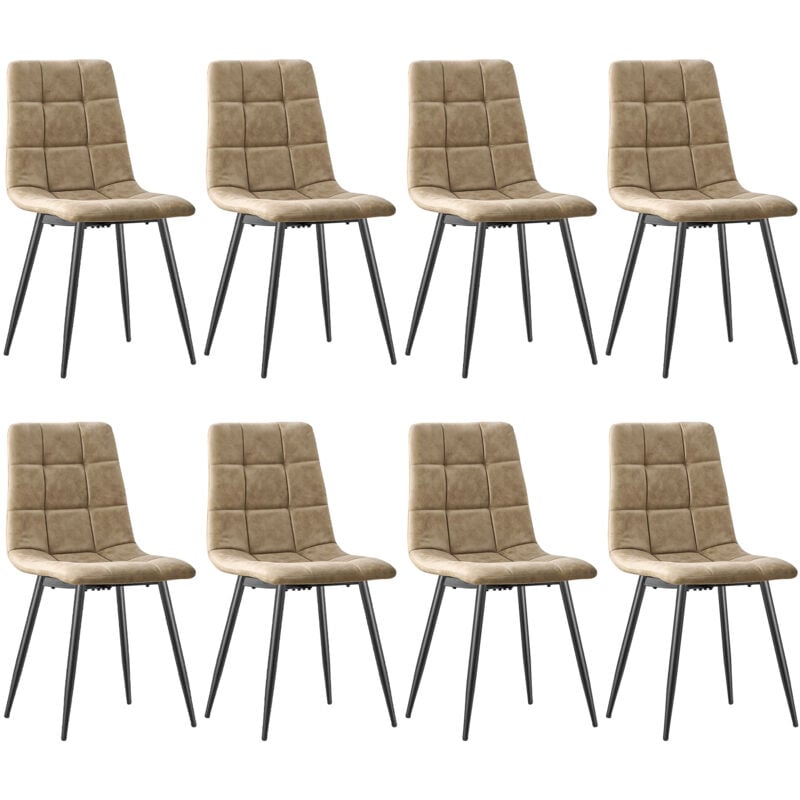 Lewe - Lot de 8 Chaises de Salle à Manger, Chaises de Cuisine en Tissu Technologique -Jaune clair