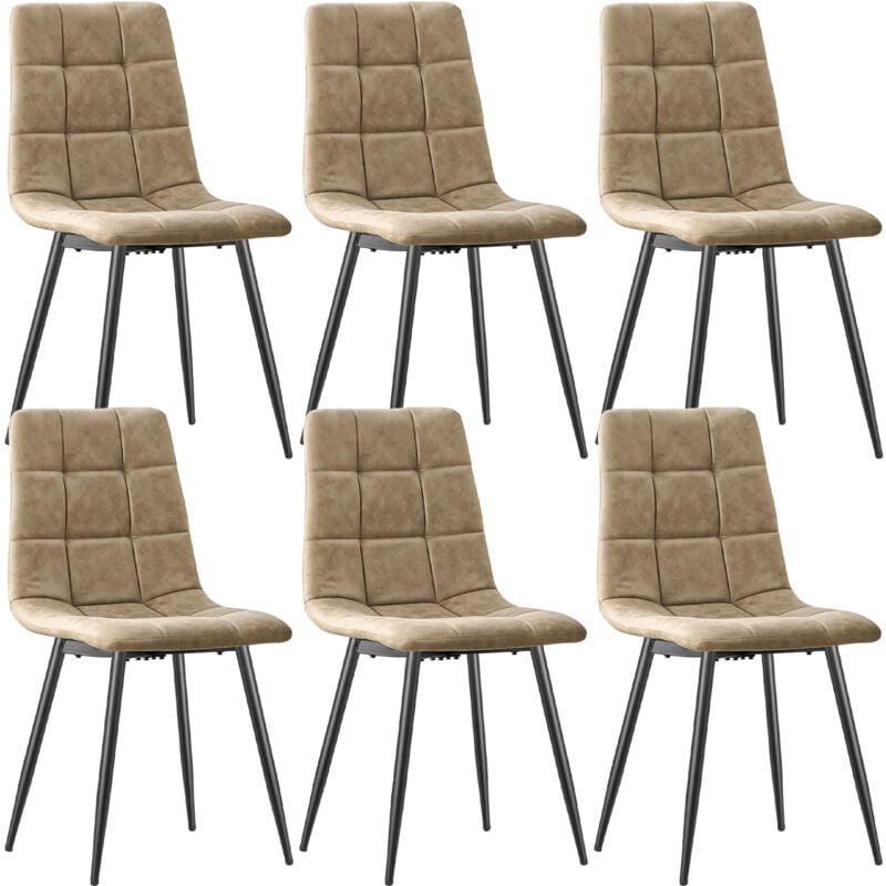 Lewe - Lot de 6 Chaises de Salle à Manger, Chaises de Cuisine en Tissu Technologique -Jaune clair