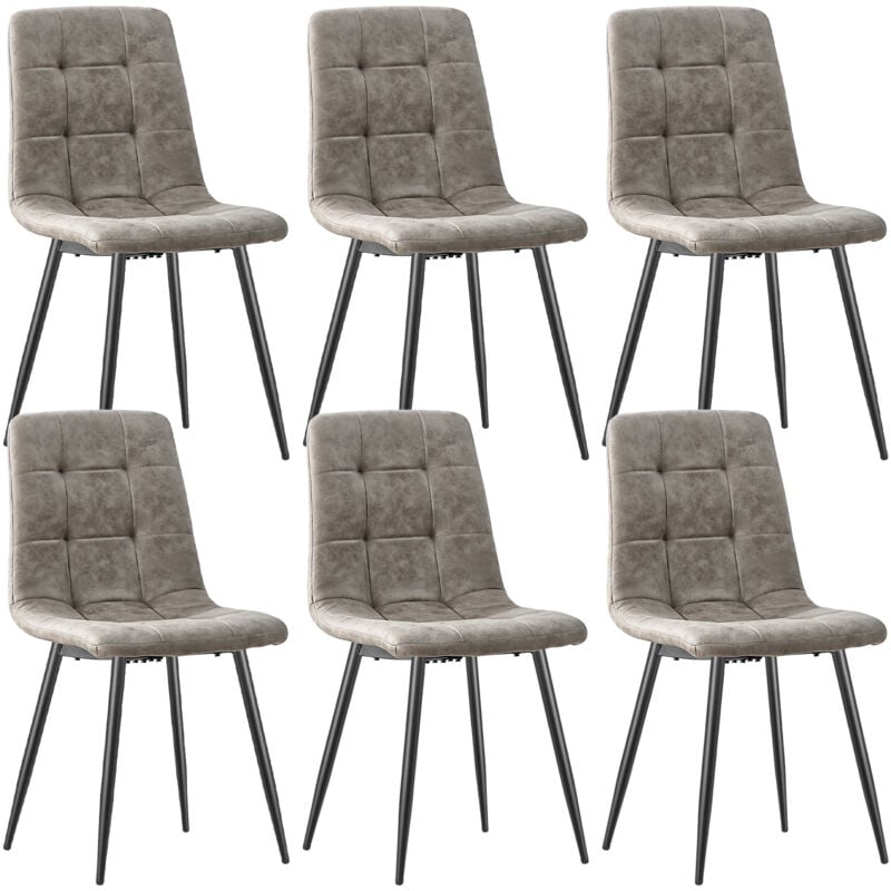Lewe - Lot de 6 Chaises de Salle à Manger, Chaises de Cuisine en Tissu Technologique -Taupe