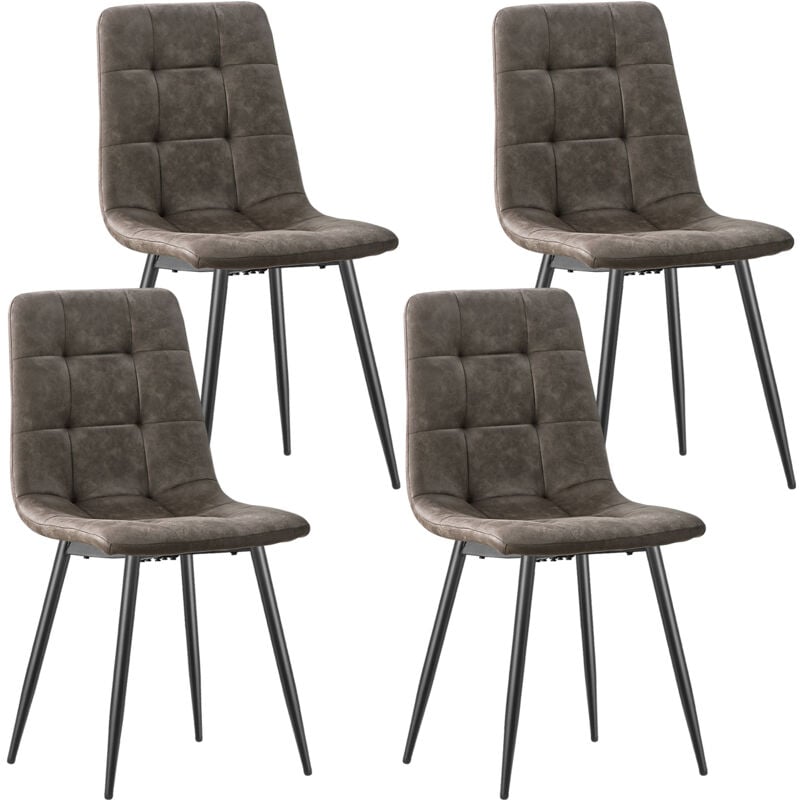 Lewe - Lot de 4 Chaises de Salle à Manger, Chaises de Cuisine en Tissu Technologique -Marron