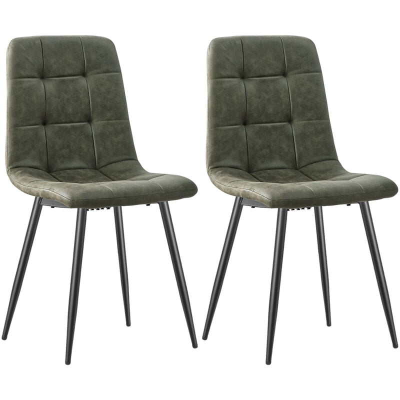 Lewe - Lot de 2 Chaises de Salle à Manger, Chaises de Cuisine en Tissu Technologique -Vert