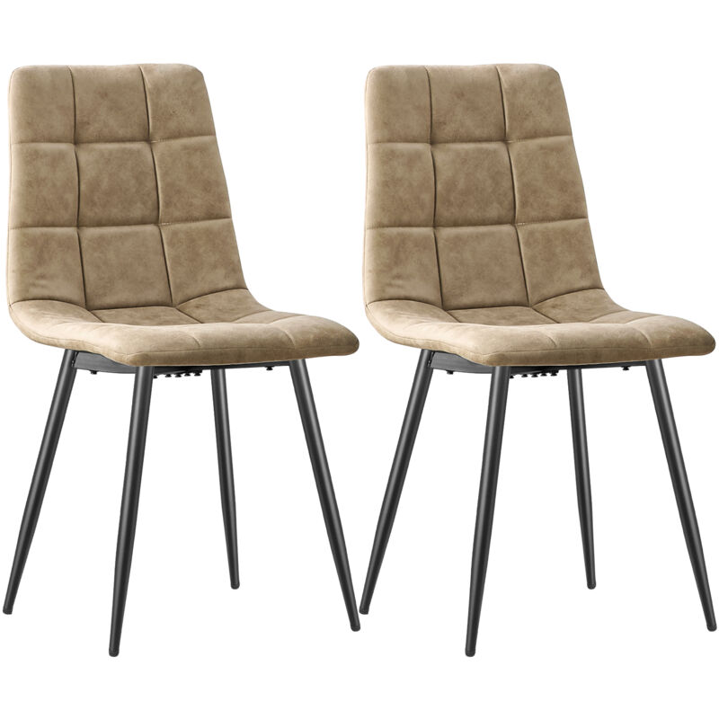 Lewe - Lot de 2 Chaises de Salle à Manger, Chaises de Cuisine en Tissu Technologique -Jaune clair