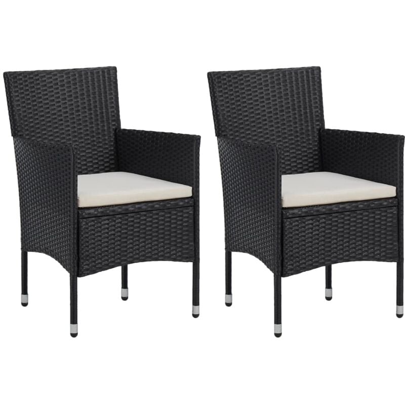 Vidaxl - Chaises de jardin lot de 2 Résine tressée Noir