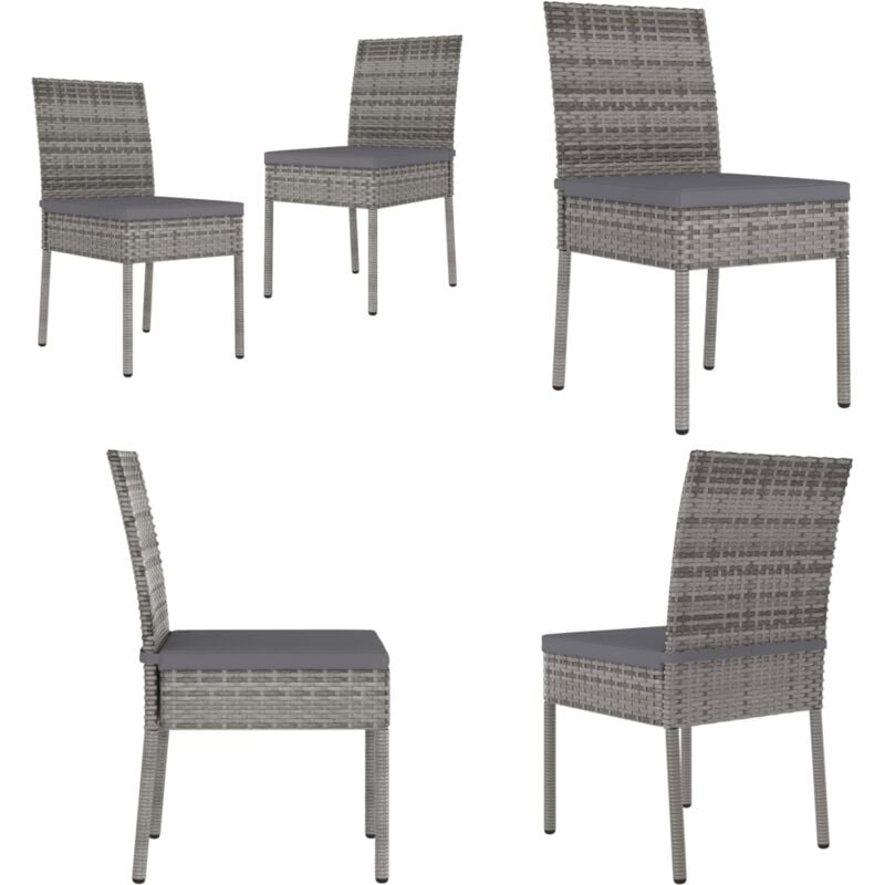 Vidaxl - Chaises à manger de jardin lot de 2 Résine tressée Gris - Chaise De Jardin - Mobilier De Jardin - Chaise Extérieure - Résine Tressée