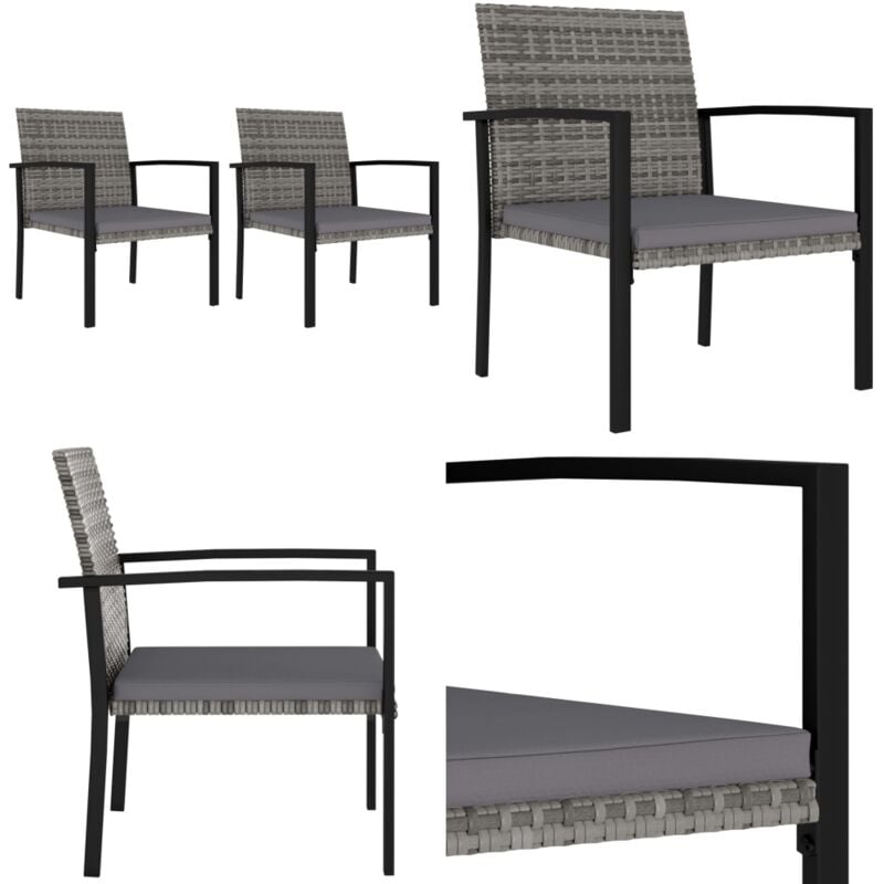 Vidaxl - Chaises à manger de jardin lot de 2 Résine tressée Gris - Chaise De Jardin - Meubles De Jardin - Mobilier De Jardin - Chaise Repas