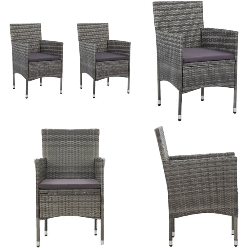 Chaises à manger de jardin lot de 2 Résine tressée Gris - Chaise De Jardin - Fauteuil De Jardin - Mobilier De Jardin - Set De Chaises - Résine