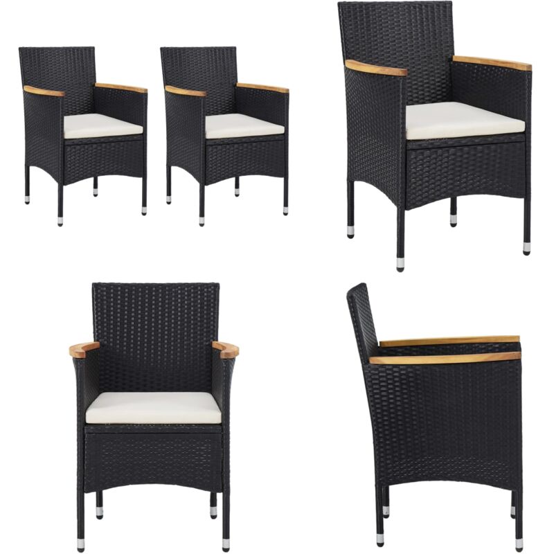 Vidaxl - Chaises à manger de jardin lot de 2 Résine tressée Noir - Chaise De Jardin - Fauteuil De Jardin - Mobilier De Jardin - Résine Tressée