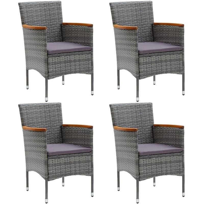 Chaises de salle à manger de jardin 4 pcs Résine tressée Gris