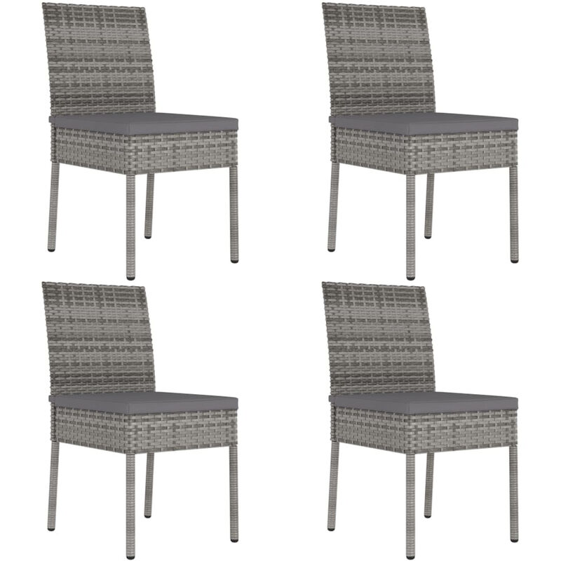 Lot de 4 chaises de salle à manger de jardin en résine tressée grise