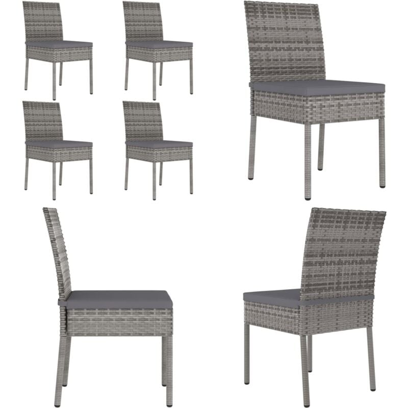 Chaises à manger de jardin lot de 4 Résine tressée Gris - Chaise De Jardin - Chaise Extérieure - Mobilier De Jardin - Set De Chaises - Résine Tressée