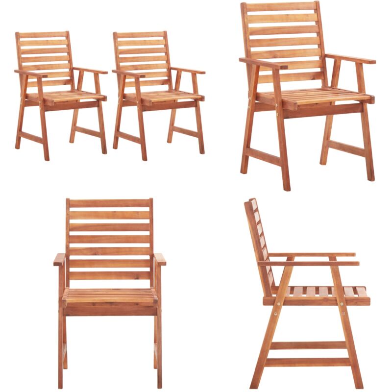 Chaises à manger d'extérieur lot de 2 Bois d'acacia massif - Chaise De Jardin - Chaise Extérieure - Mobilier De Jardin - Acacia Massif - Meubles De