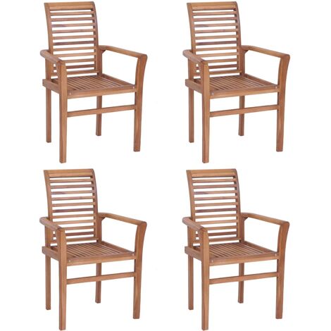 2/4/6/8x Chaises empilables de salle à manger Bois de teck solide vidaXL