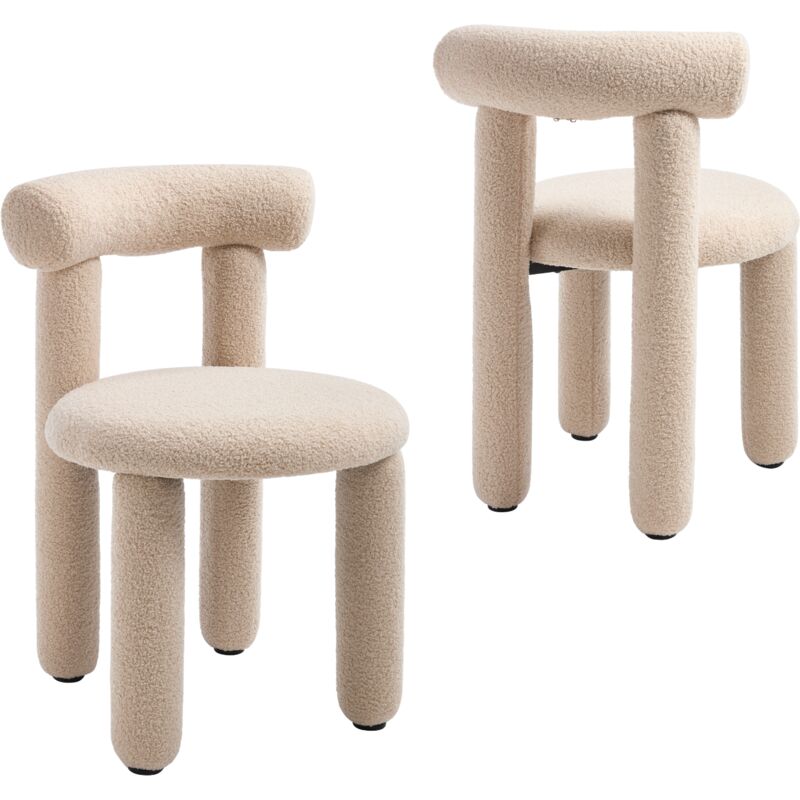 Wahson Lot de 2 Chaises en Fausse Fourrure, Chaises de Salle à Manger sans Accoudoirs Chaise Salle a Manger Moderne avec Pied Métal Chaise de Cuisine