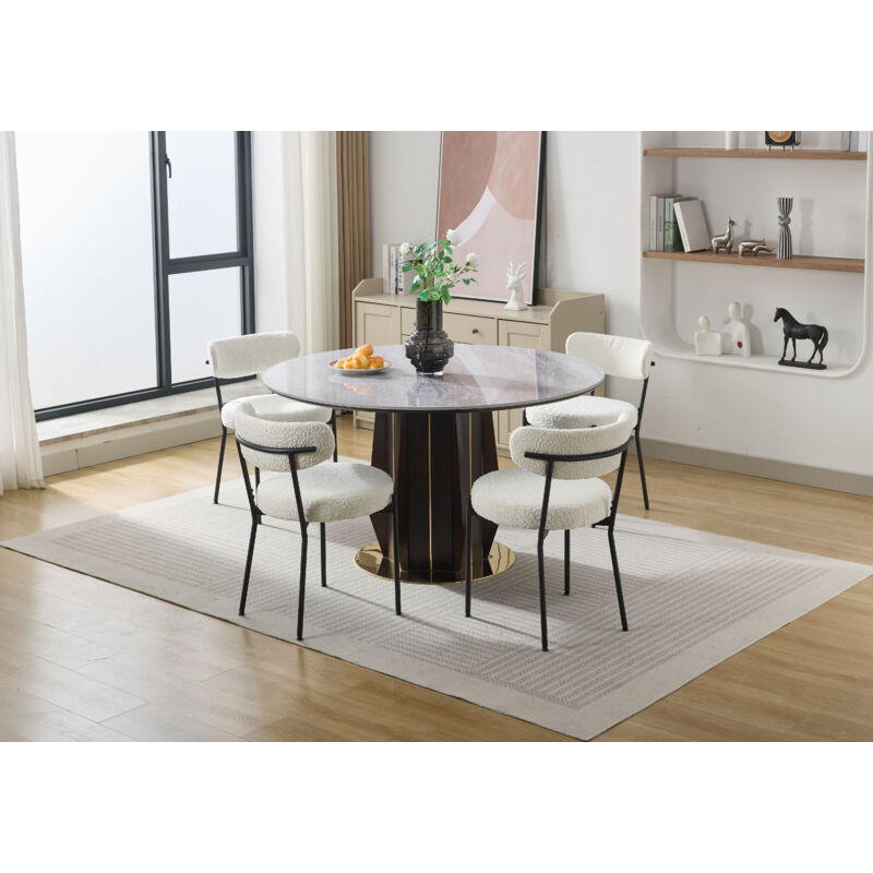 Hoerfuriy - Chaises de Salle à Manger en Fausse Fourrure Lot de 4 Chaise Salle a Manger Moderne, Chaise de Cuisine sans Accoudoirs,Beige