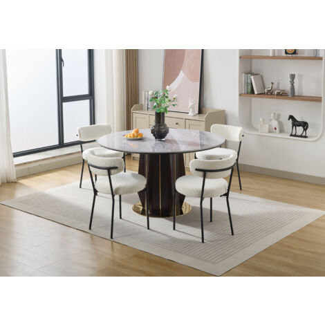 Chaises de Salle à Manger en Fausse Fourrure Lot de 4 Chaise Salle a Manger Moderne, Chaise de Cuisine sans Accoudoirs,Beige