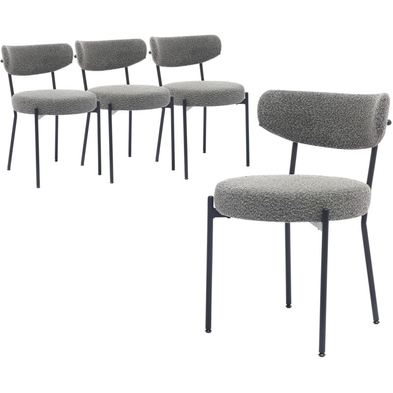 Hoerfuriy - Chaises de Salle à Manger en Fausse Fourrure Lot de 4 Chaise Salle a Manger Moderne, Chaise de Cuisine sans Accoudoirs,GRIS