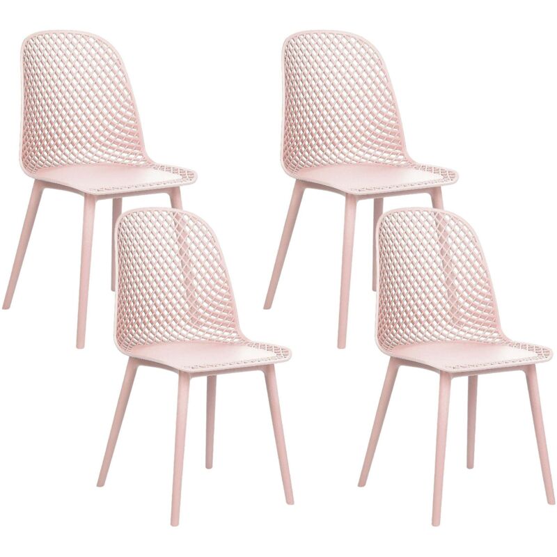 Beliani - Chaises de Salle à Manger en Matière Synthétique Treillis Roses Lot de 4 Emory