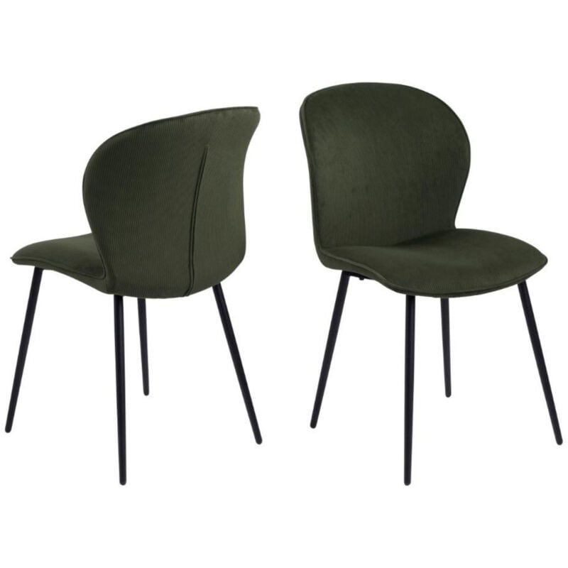 Hellin - Chaises de salle à manger en velours côtelé vert (lot de 2) - eve