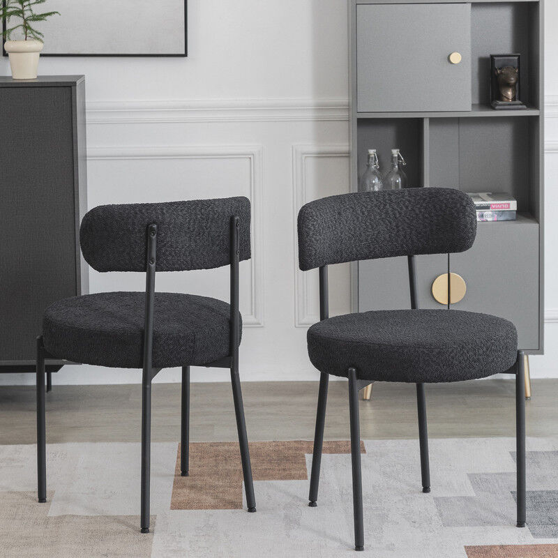 Dyhome - Chaises de salle à manger (ensemble de 2), chaises de salle à manger en tissu, chaises de cuisine rembourrées,Noir